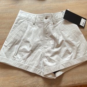 Kooples, brand new, Patent leather white shorts with gathering